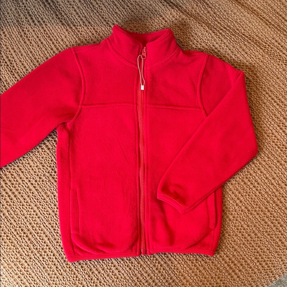 Youth Solid Full-Zip Polar Fleece Jacket for Children, Red